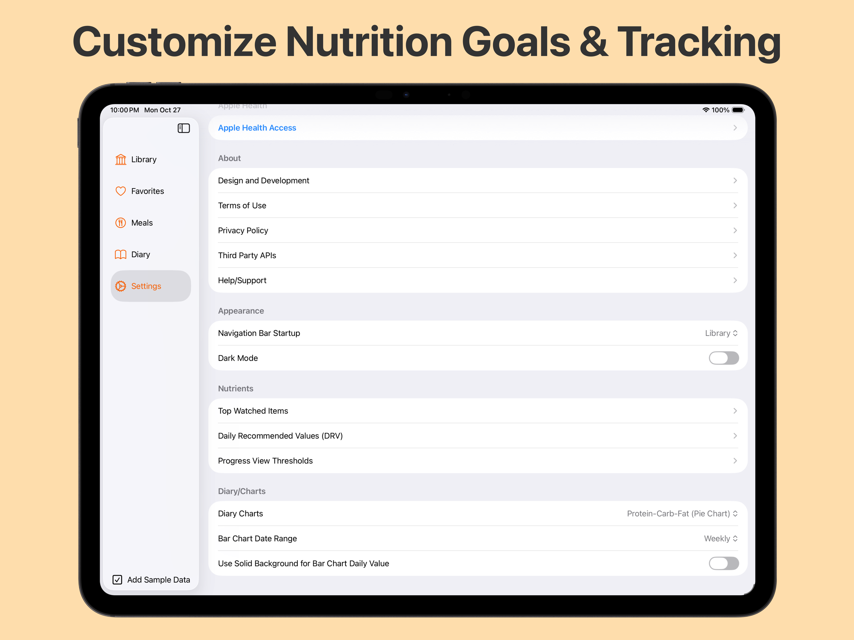 Customize Nutrition Goals and Tracking